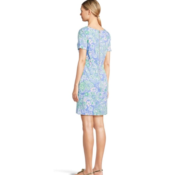 NWT Lilly Pulitzer Blue Floral Shift Dress Sz 12 - Picture 3 of 12